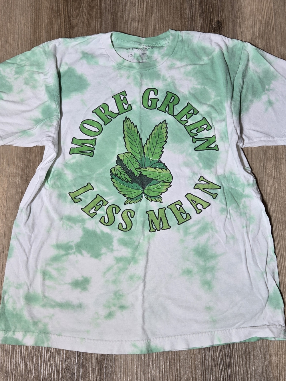 EARTHBOUND White & Mint Green Tie-Dye "More Green Less Mean" Tee